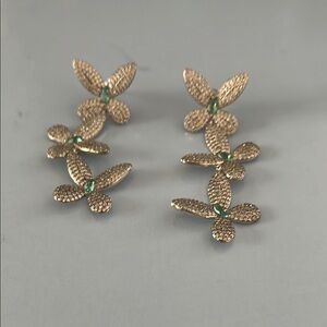 Elegant silver cz and blue topaz  butterfly post Earrings